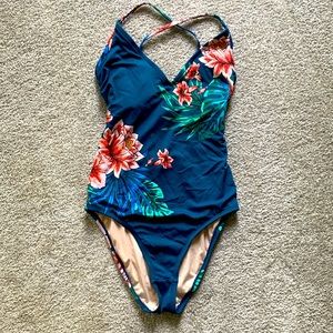 Target one piece floral swimsuit M